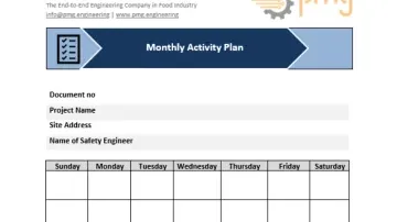 General Checklist Monthly Activity Plan