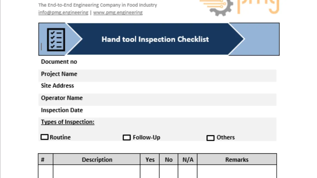 Inspection Checklist- Hand Tool